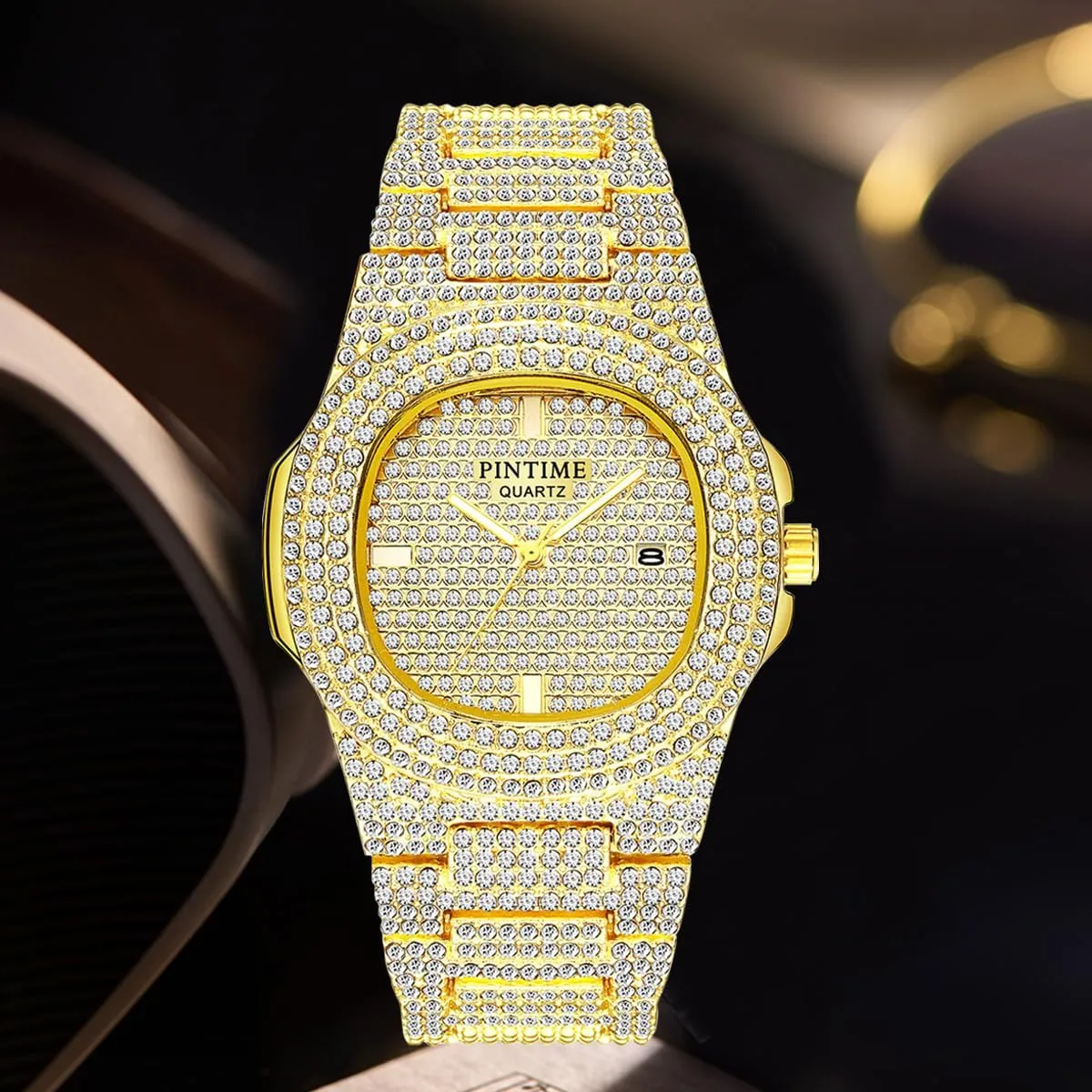 Color Rose Gold Color Stainless Steel Wrist Watch Bling Watches Luxury Unisex Watch Crystal Diamond Watches Big Face Fashion Men's Women's esteem counterbalance Quartz Watch Gold Color Silver 