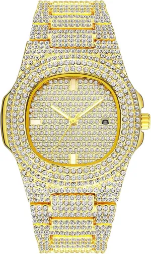 Color Rose Gold Color Stainless Steel Wrist Watch Bling Watches Luxury Unisex Watch Crystal Diamond Watches Big Face Fashion Men's Women's esteem counterbalance Quartz Watch Gold Color Silver 
