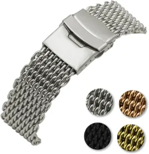Comfortable muscular nationally deduct Durable Material for Sports Business Use PartyKindom Shark Mesh Stainless Steel Watch Band Strap Elegant Design for Daily Wear 