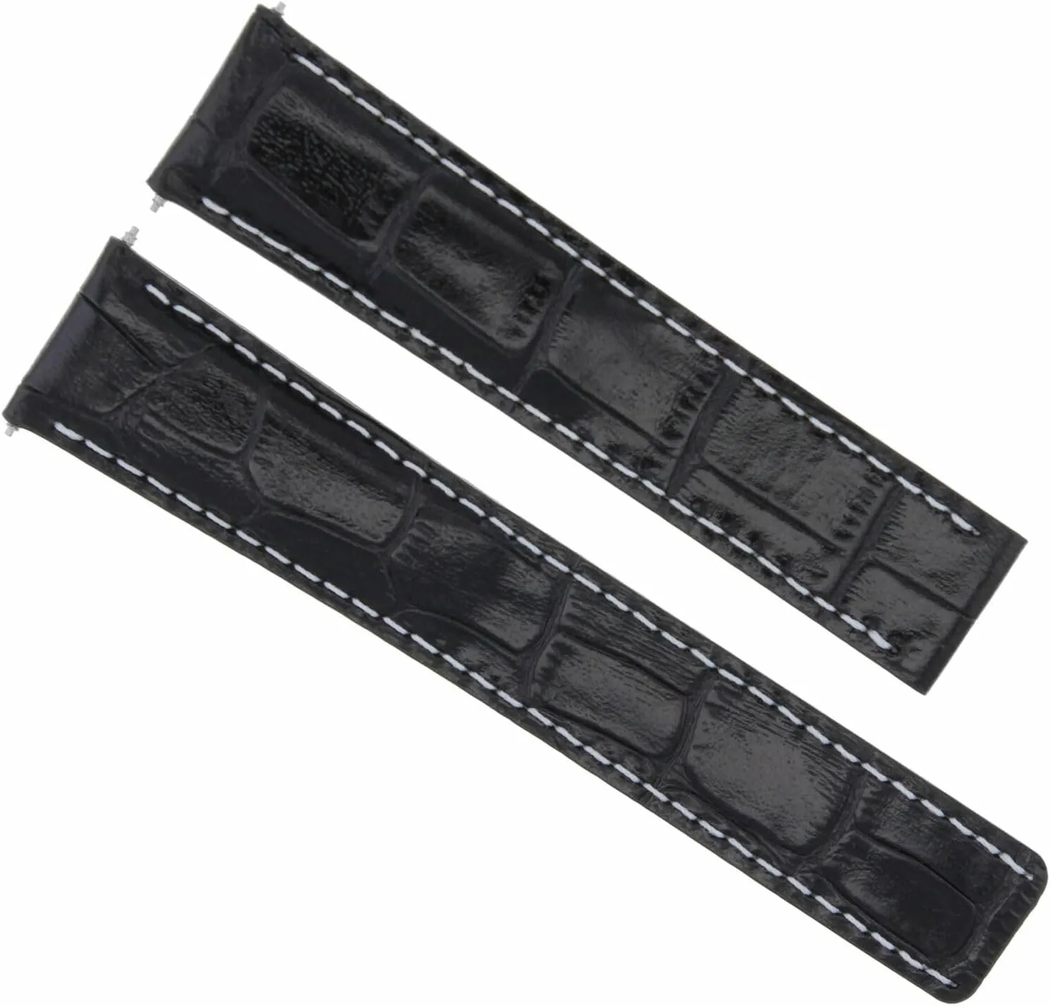 Compatible With Omega Seamaster Speedmaster Watch Black Ewatchparts circuit mainsheet 18/16mm Leather Watch Band Strap With White Stitching 