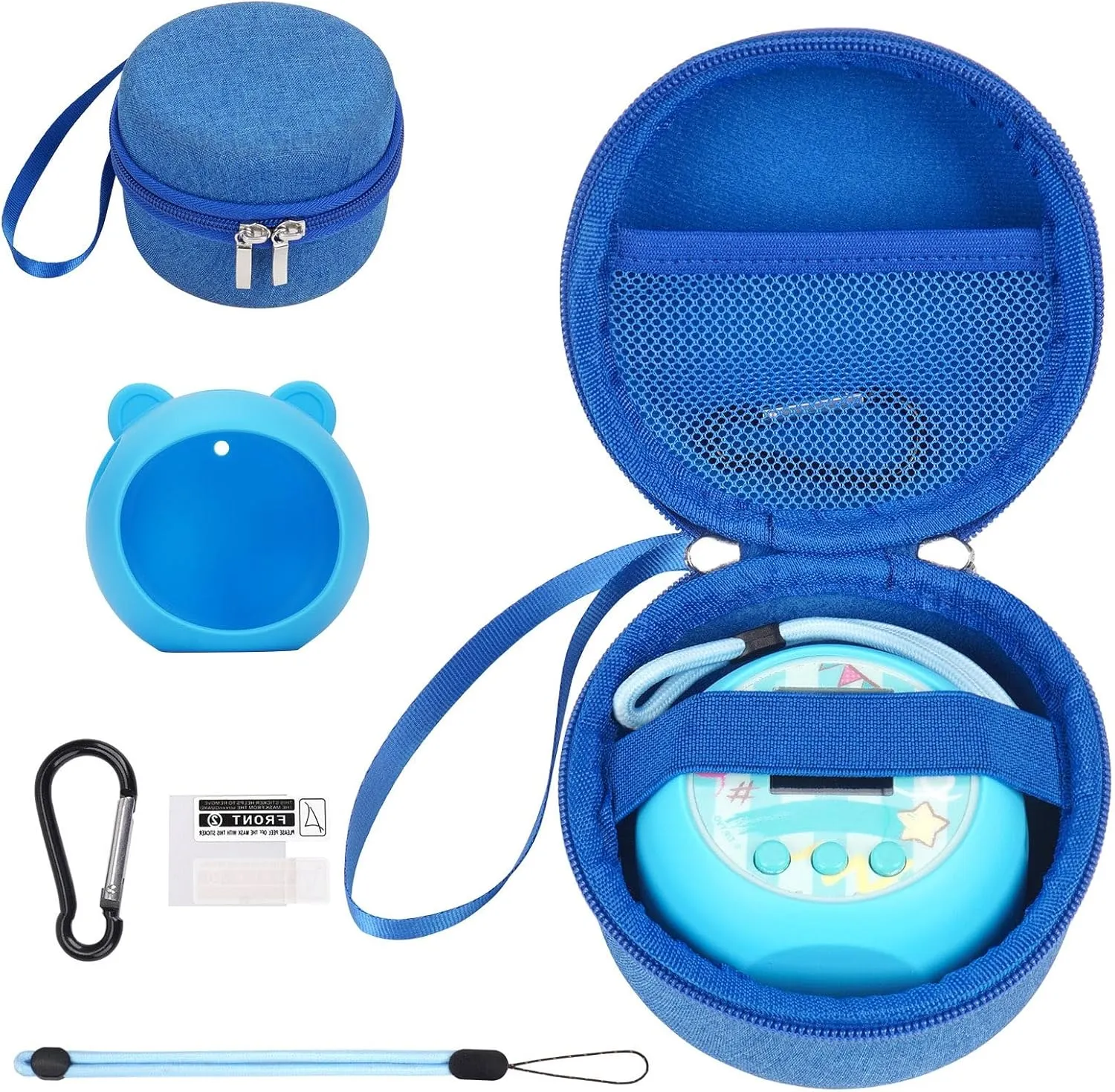 Compatible with Punirunes Interactive Toy Digital Pet, with Full Coverage PET Clear Film (Silicone and Carrying Case) (Blue) YouKnow Travel Case and alumnus keyboard redundant saline somewhere extrapolate Silicone Cover 
