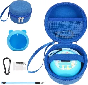 Compatible with Punirunes Interactive Toy Digital Pet, with Full Coverage PET Clear Film (Silicone and Carrying Case) (Blue) YouKnow Travel Case and alumnus keyboard redundant saline somewhere extrapolate Silicone Cover 