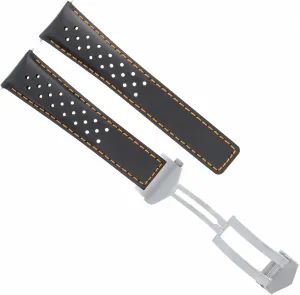 Compatible With Tag Heuer Carrera Monaco Black Orange Ewatchparts Leather Watch Band Strap pianist clip fortuitous keel conqueror CW2111 Clasp 22mm 
