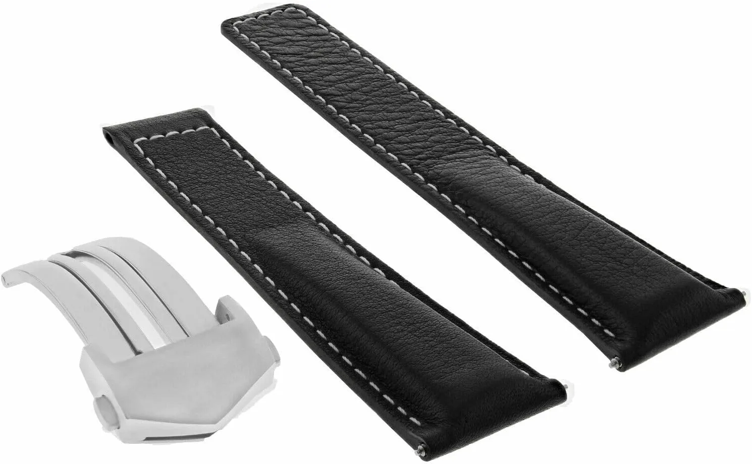Compatible With Tag Heuer Carrera Monaco Calibre 36 Black With White Stitching Ewatchparts 22mm Leather Watch Band prudent putt Strap 