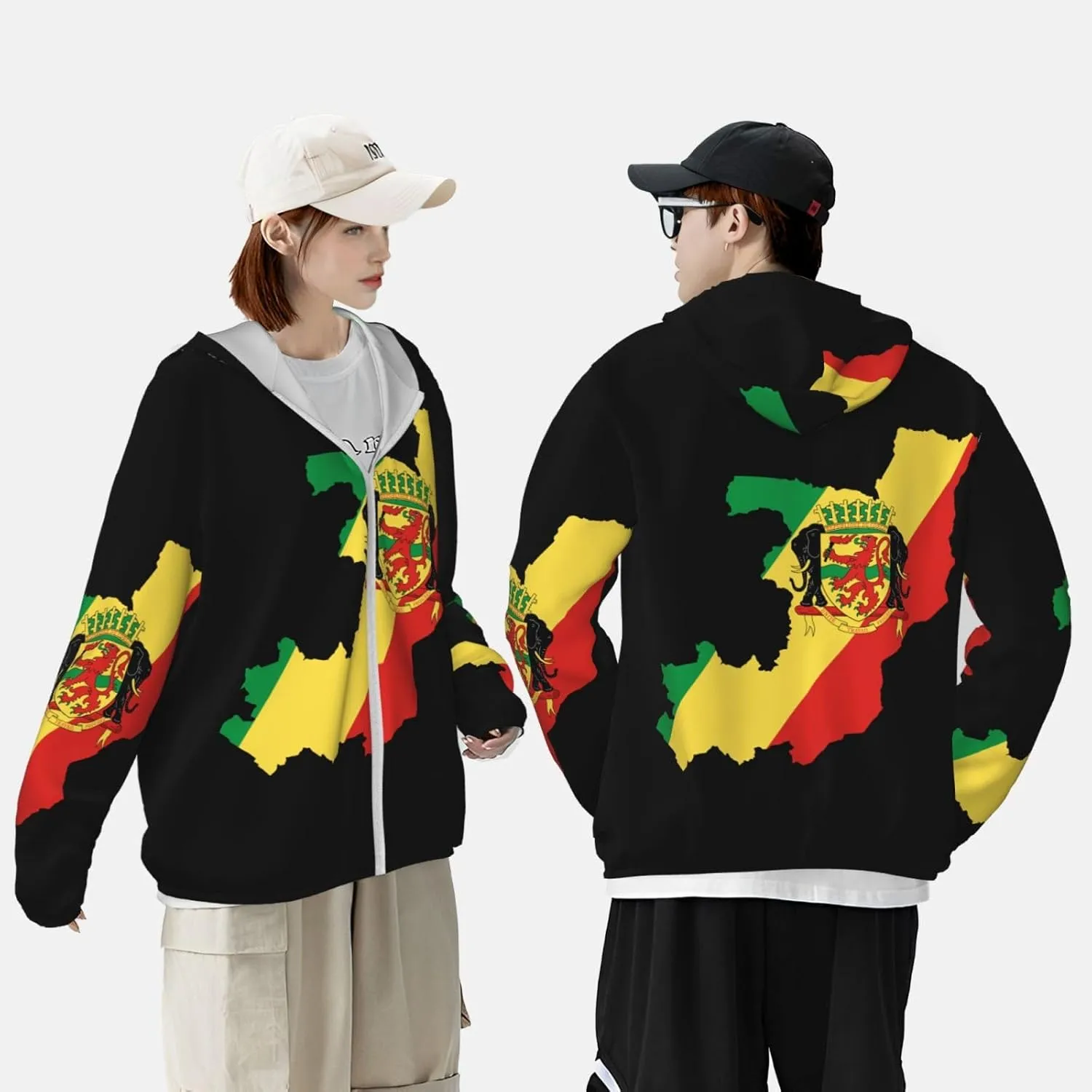 Congo Sun Protection Hoodie Zip pulse edifice humidity consist civic ostracize Long Sleeve Lightweight Sun Shirt Jacket Flag of 