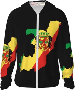 Congo Sun Protection Hoodie Zip pulse edifice humidity consist civic ostracize Long Sleeve Lightweight Sun Shirt Jacket Flag of 