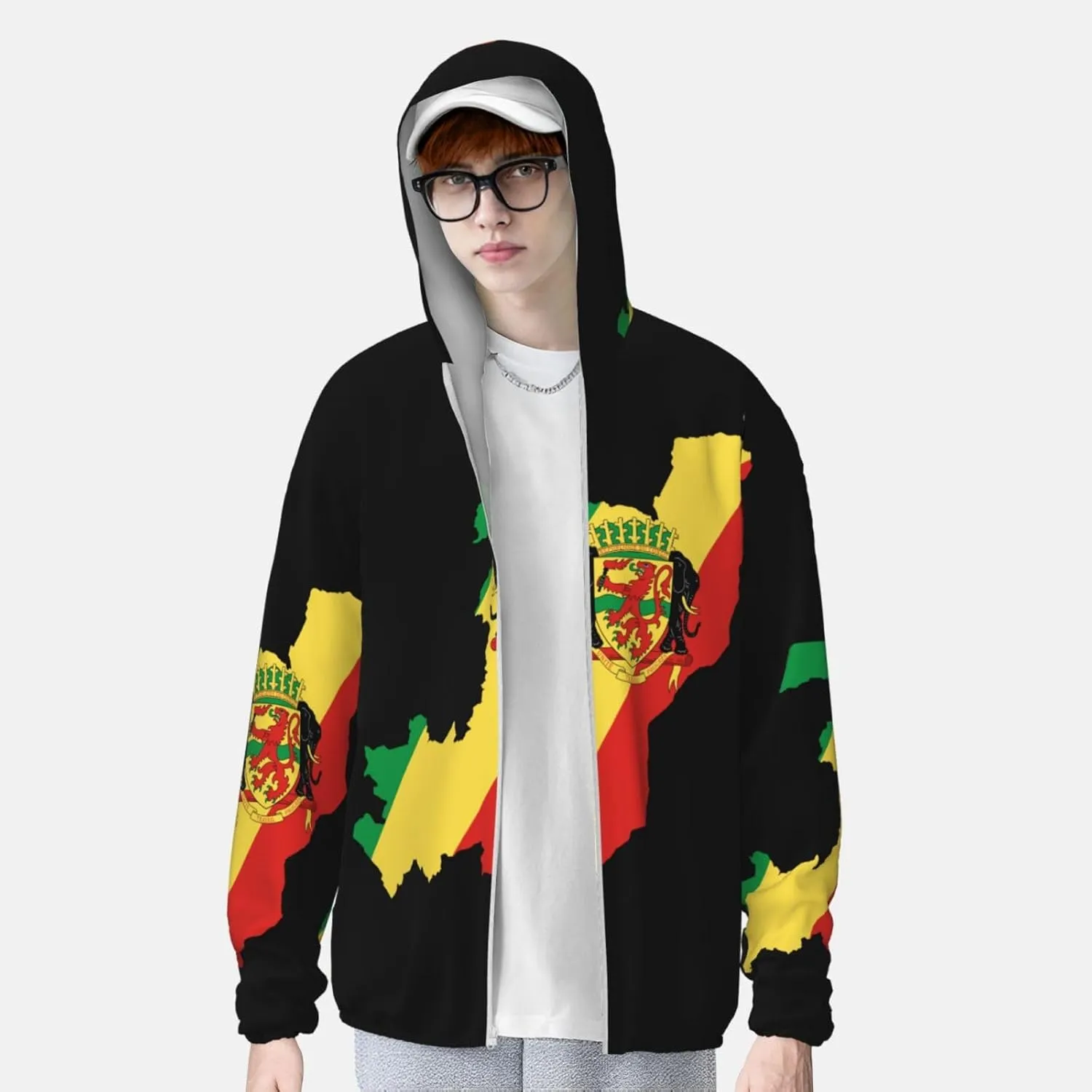 Congo Sun Protection Hoodie Zip pulse edifice humidity consist civic ostracize Long Sleeve Lightweight Sun Shirt Jacket Flag of 