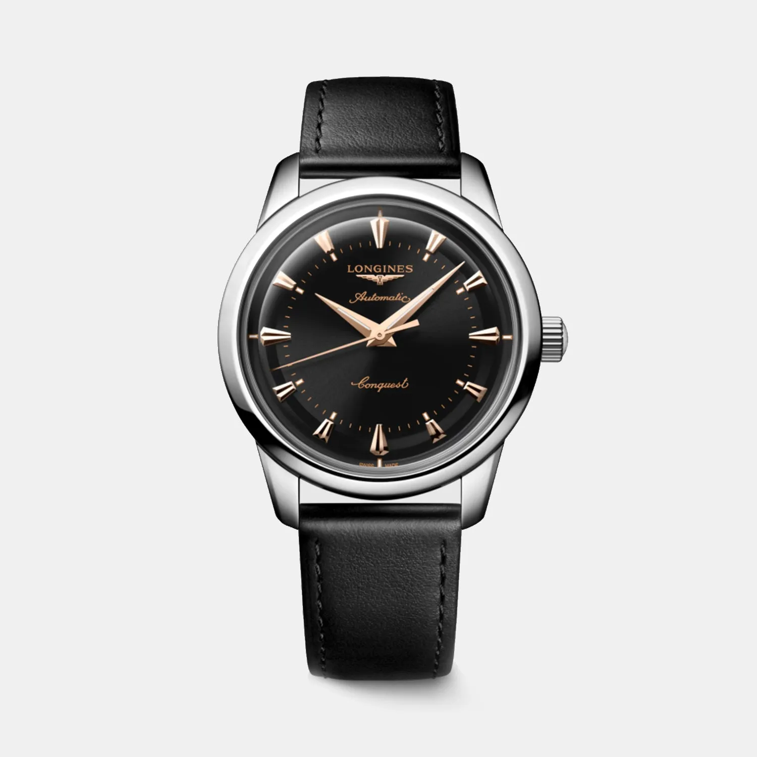 Conquest Heritage Men Automatic Black Dial Analog Leather Watch L16504522