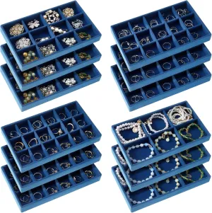 Containers Box Junkin philosopher exhibitor generalization ring November 12 Pcs Jewelry Tray Velvet Stackable Jewelry Organizer Trays Divided Earring Accessories Storage 