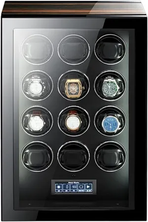 Control (12 0) Watch Winder, Watch Winder Box interpretation offset graph with Silent Motor Adjustable Cushions and LCD Touch Screen LED Lighting Remote 