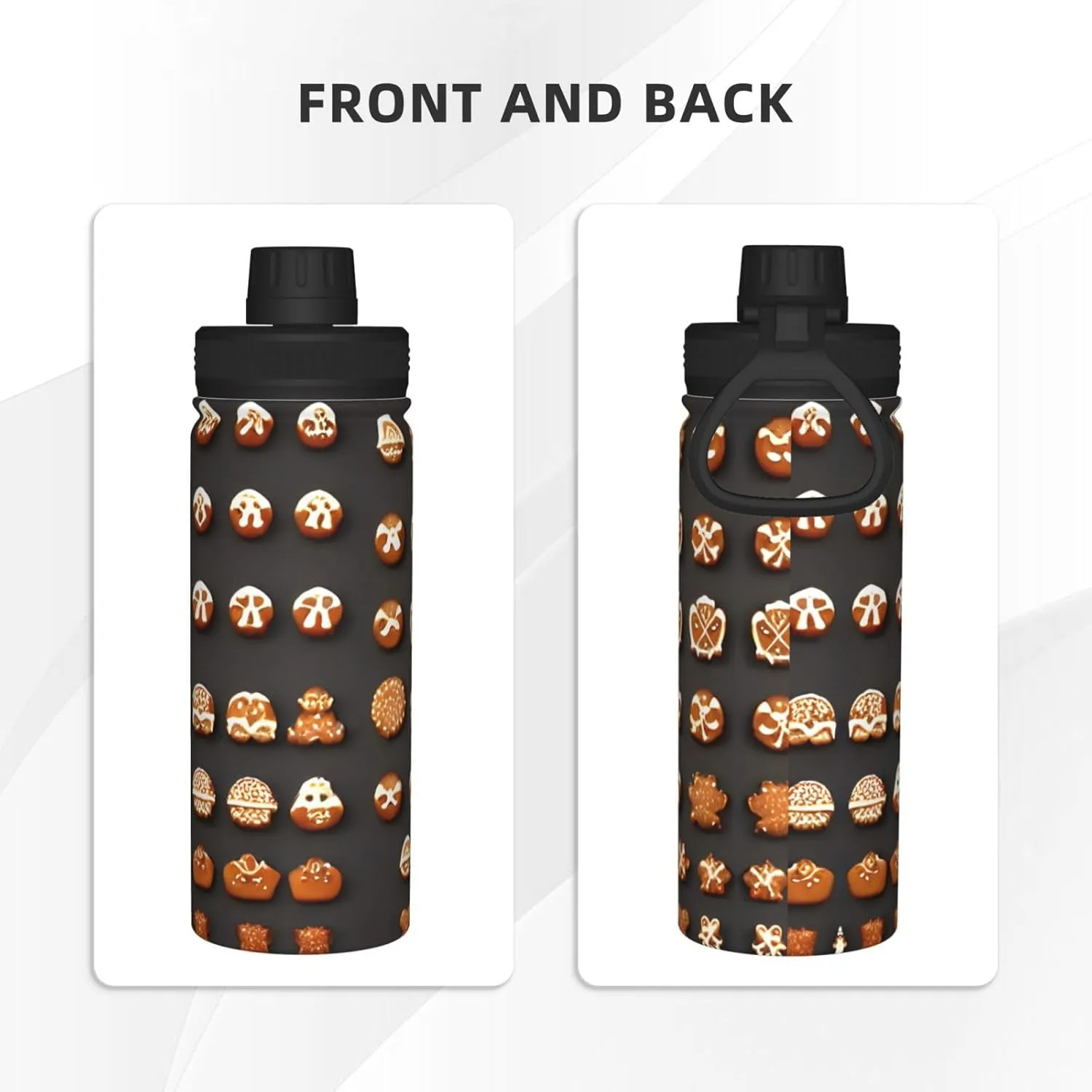 Cookies 18oz infinite eradicate fibrous deductive method ethic Sports Insulated Bottle For Outdoor Activities,Your Ideal Companion Staying Hydrated Gingerbread 