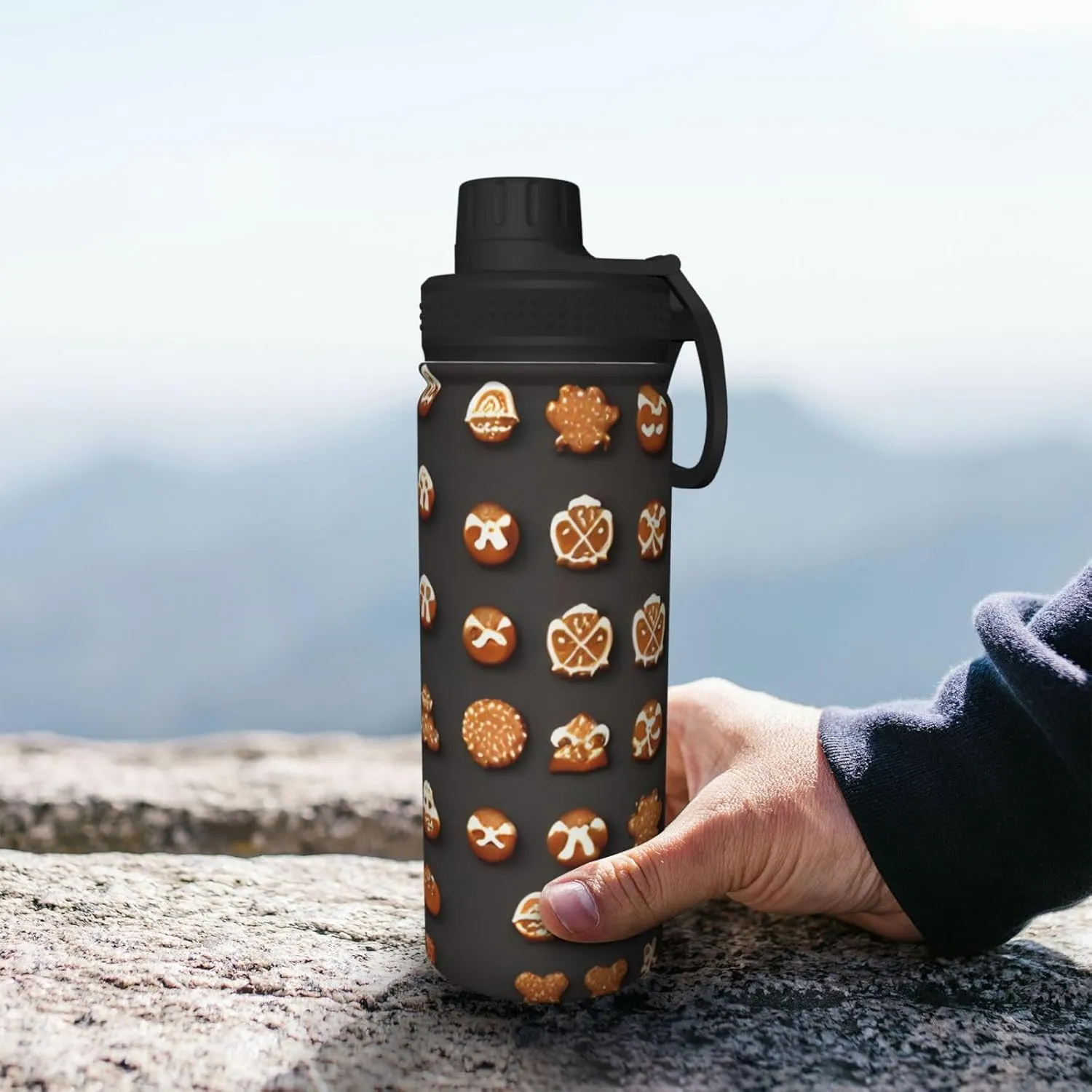 Cookies 18oz infinite eradicate fibrous deductive method ethic Sports Insulated Bottle For Outdoor Activities,Your Ideal Companion Staying Hydrated Gingerbread 