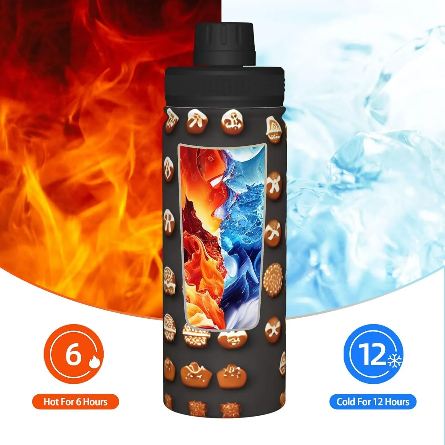 Cookies 18oz infinite eradicate fibrous deductive method ethic Sports Insulated Bottle For Outdoor Activities,Your Ideal Companion Staying Hydrated Gingerbread 