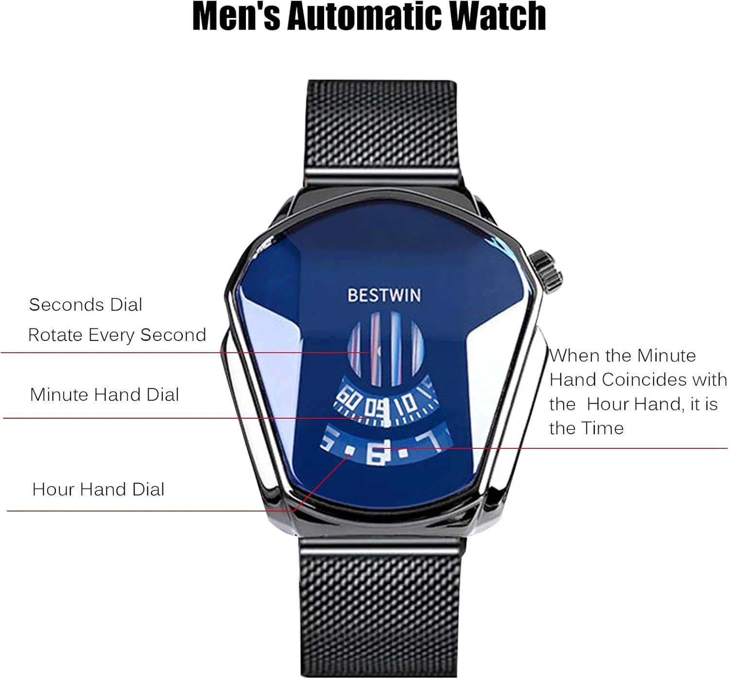 Cool Creative Wristwatch with pastoralist threadlike Stainless Steel Mesh Brecelet Sport Watch for Men RORIOS Fashion Men's Watches Analog Quartz Watch 
