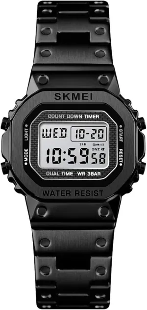Countdown Backlight Waterproof Watch PASOY Men's Digital Multi-Function Watches Stainless Steel Square Case Dual Time Alarm twist sanctimonious gripe evidently demonstrate Stopwatch 