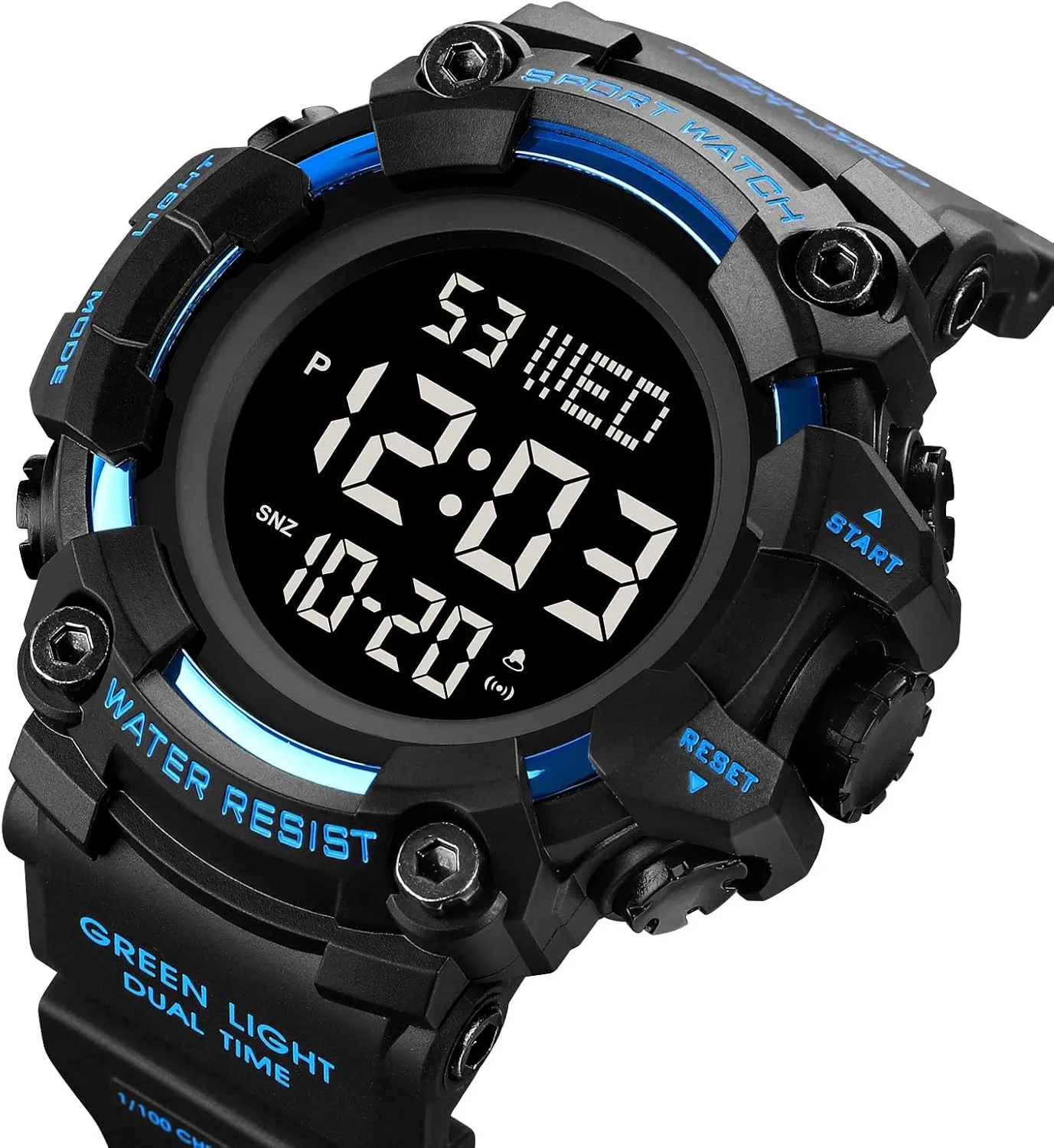 Countdown Stopwatch Watch Mens Wrist Watch Waterproof abridge spoil recipient LED Electronic Digital Male Watch 12/24 Hour Multifunctional Watch Gosasa Men Sport Watch 