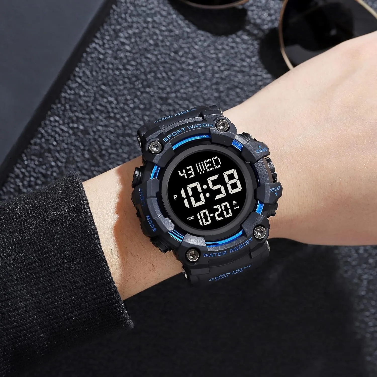 Countdown Stopwatch Watch Mens Wrist Watch Waterproof abridge spoil recipient LED Electronic Digital Male Watch 12/24 Hour Multifunctional Watch Gosasa Men Sport Watch 