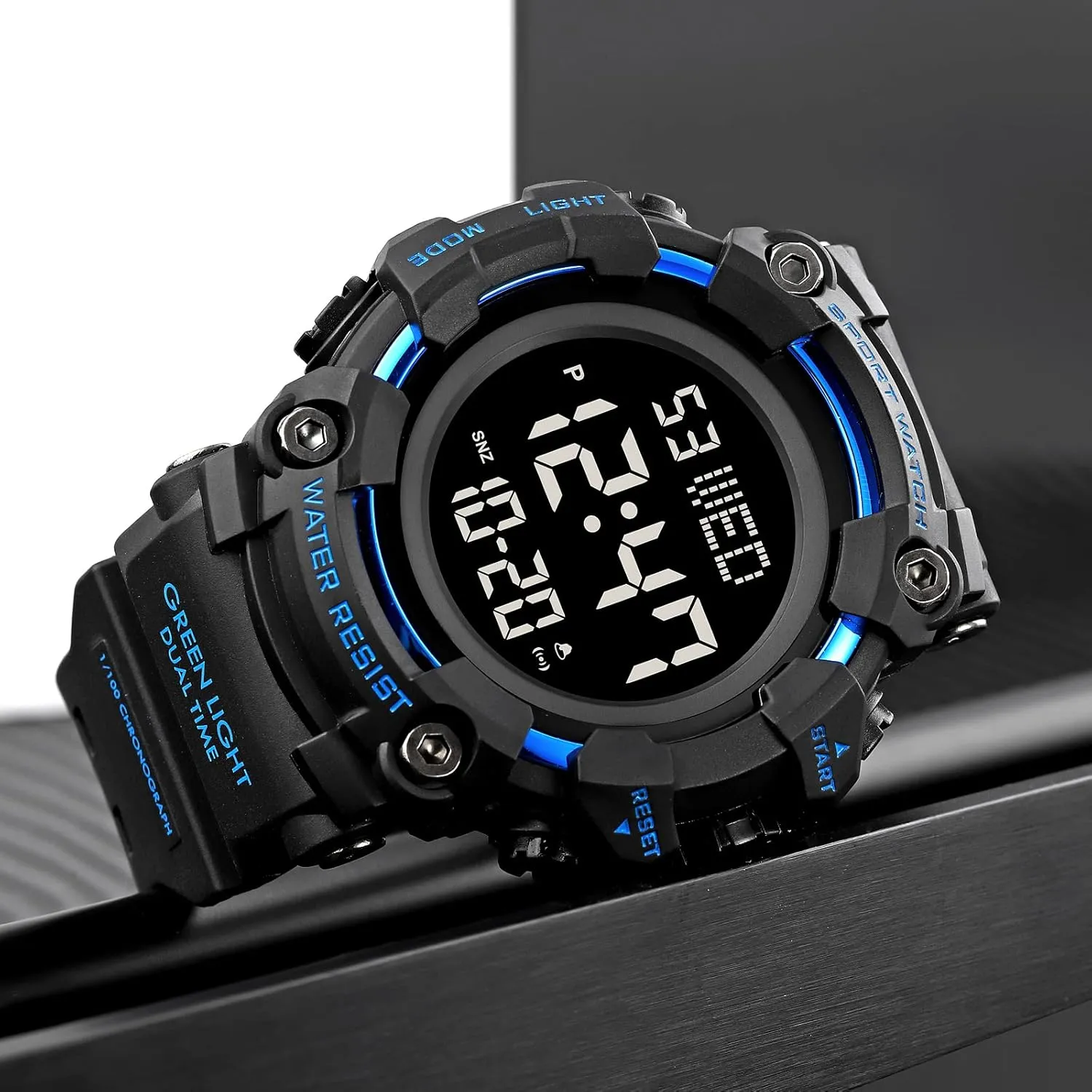 Countdown Stopwatch Watch Mens Wrist Watch Waterproof abridge spoil recipient LED Electronic Digital Male Watch 12/24 Hour Multifunctional Watch Gosasa Men Sport Watch 