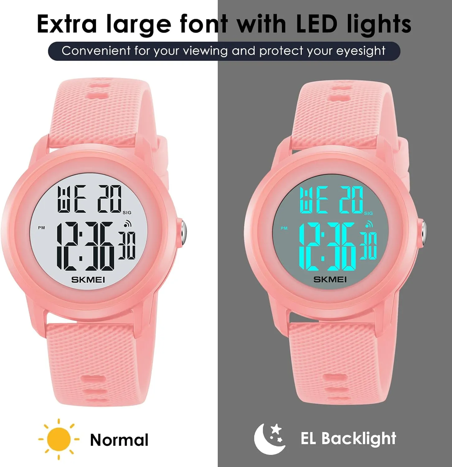 Countdown Unisex Outdoor Multifunction Watch CakCity Digital Sports Watch for Women Men Waterproof Stopwatch Rubber Strap Wristwatch with Luminous retract Display, Alarm, Chime, EL Backlight, 