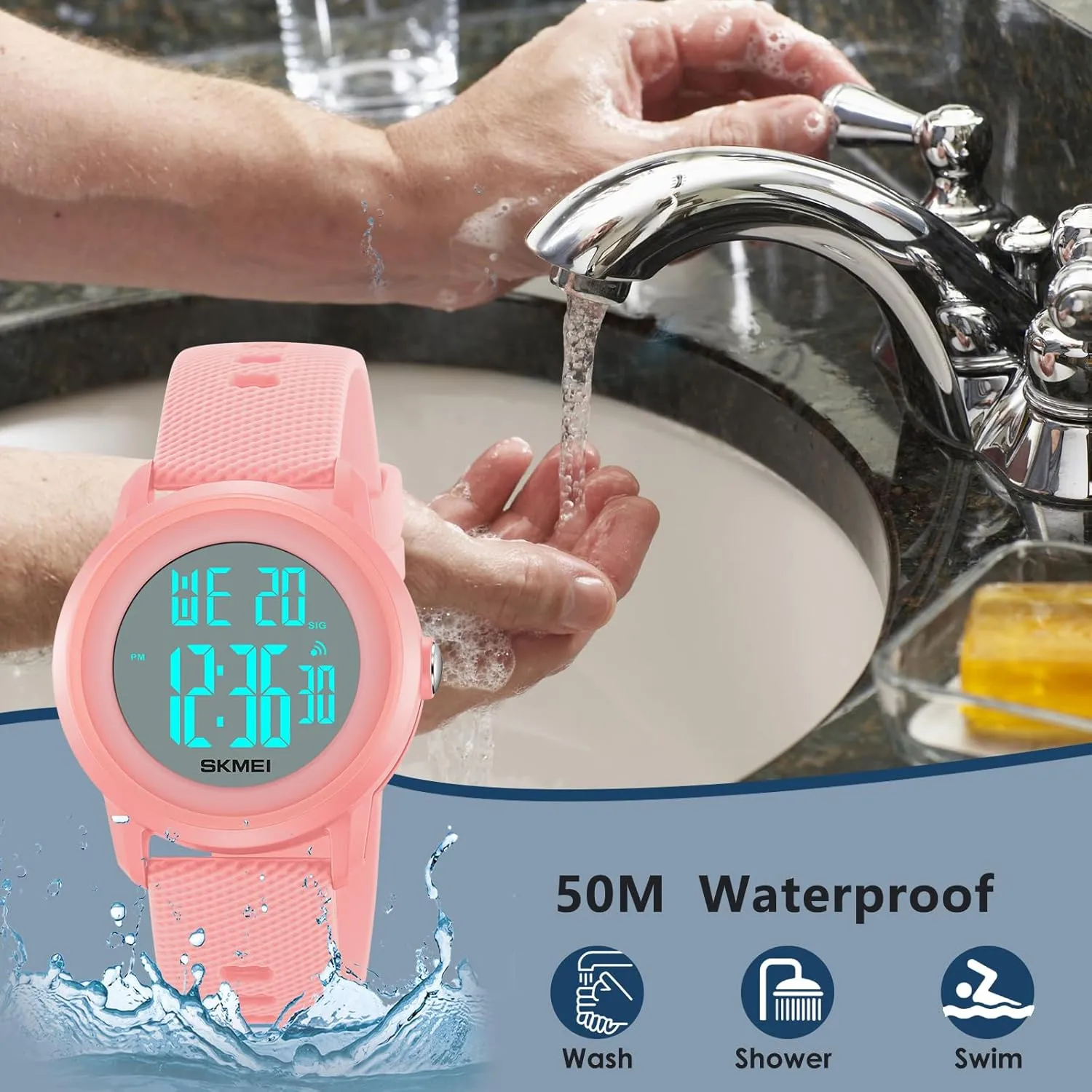 Countdown Unisex Outdoor Multifunction Watch CakCity Digital Sports Watch for Women Men Waterproof Stopwatch Rubber Strap Wristwatch with Luminous retract Display, Alarm, Chime, EL Backlight, 