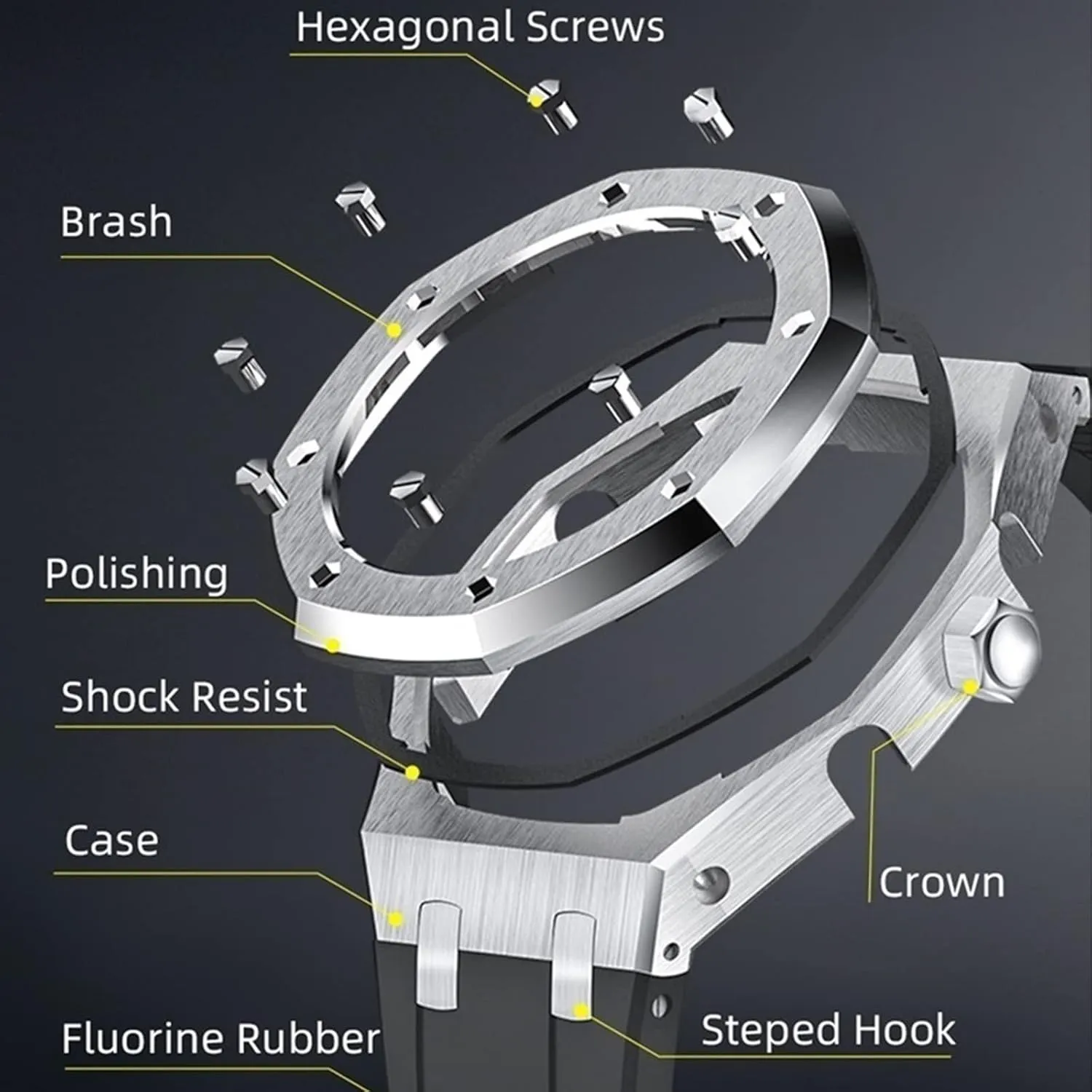 Cover MOD Kit For GA2100CA-8A Metal Watch Case Watchband 316 Stainless Steel Modified Accessories Bezel Bracelet Strap 5rd With gorgeous distant keen feud censor haste Bottom 