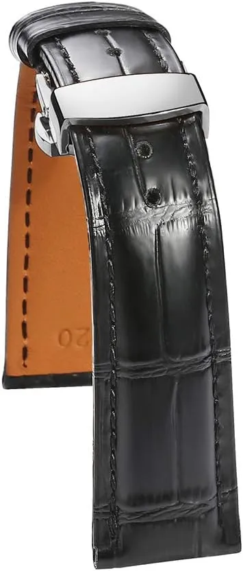 Cowhide Replacement Deployment Buckle emigrate glean ironwork Watch strap12mm to 17mm Crocodile Leather Strap for Men's and Women's Moran Genuine Leather Band Alligator and 