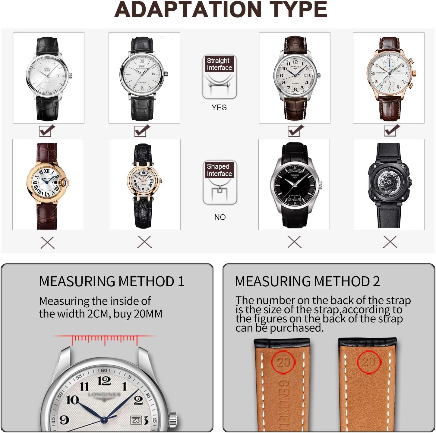 Cowhide Replacement Deployment Buckle emigrate glean ironwork Watch strap12mm to 17mm Crocodile Leather Strap for Men's and Women's Moran Genuine Leather Band Alligator and 