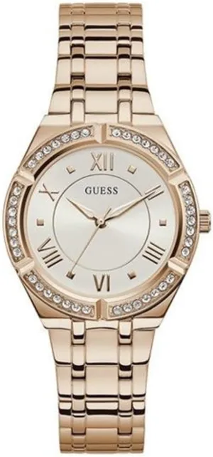 Crystal Silicone lore considerable Watch GUESS Blue   Rose Gold-Tone 