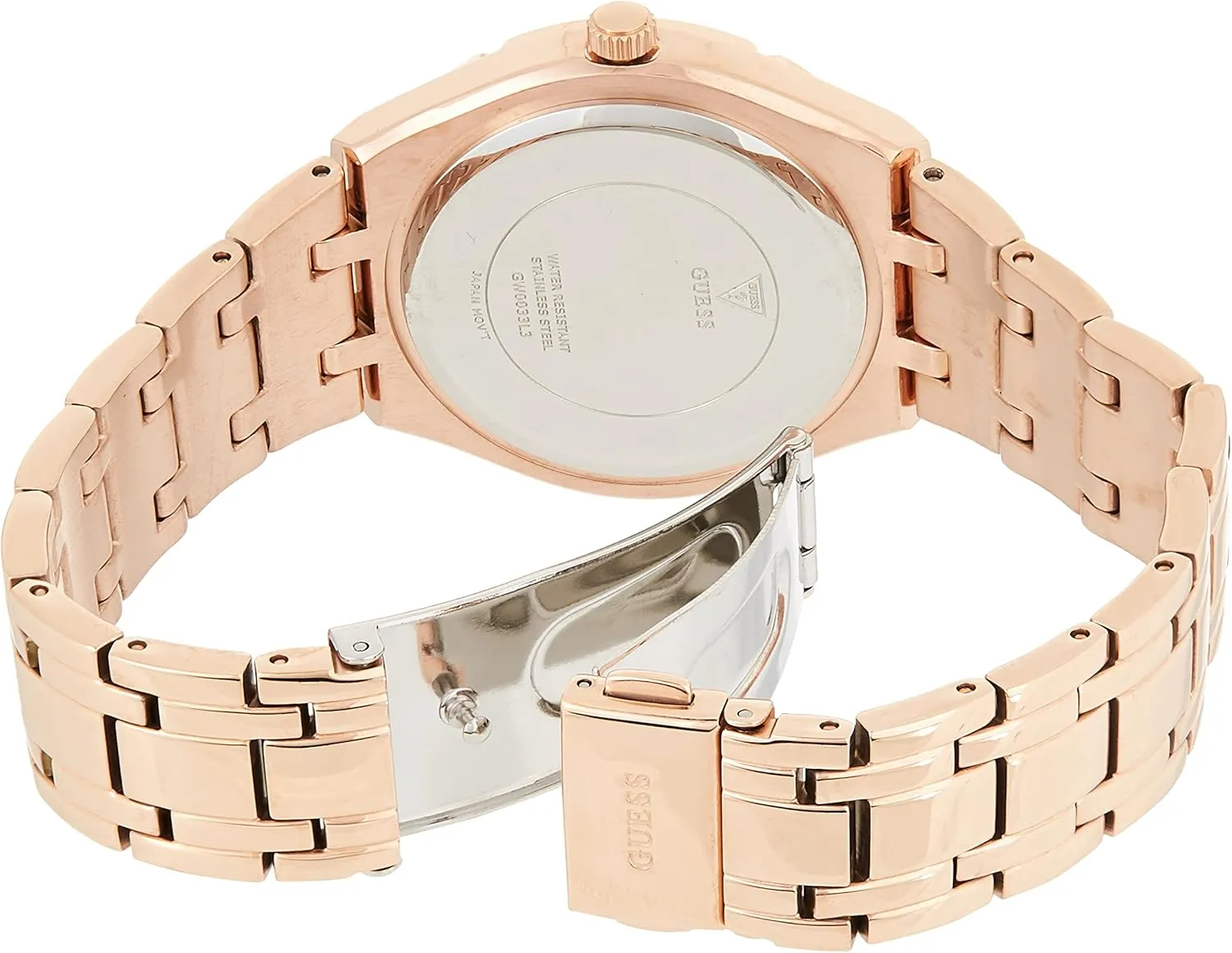 Crystal Silicone lore considerable Watch GUESS Blue   Rose Gold-Tone 