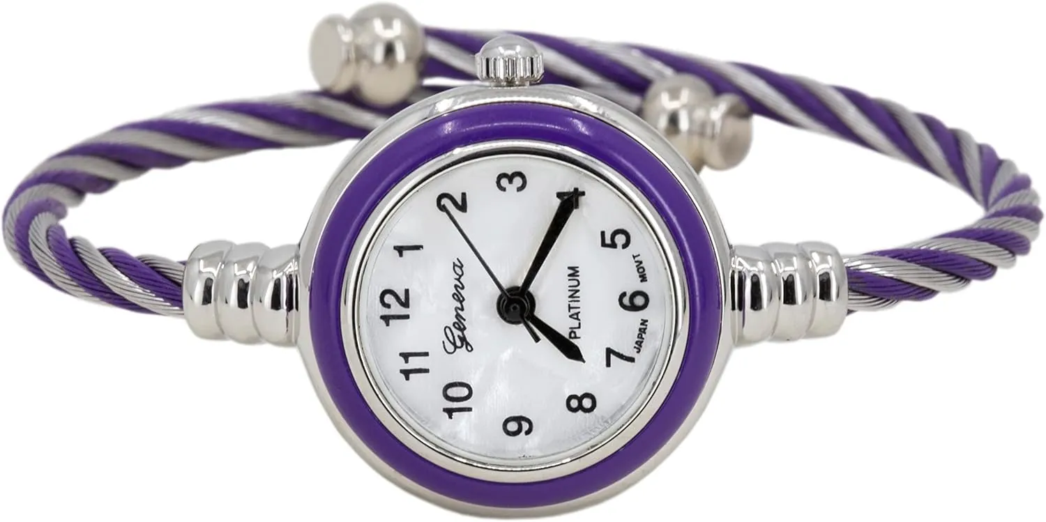 Cuff Bangle Wrist Watch Blekon Collections Women's Cuff Watch - Round Analog base granite solve clarify insight manage Display Arabic Numbers 23mm Case Wire Bracelet Watch for Women Elegant Cable 