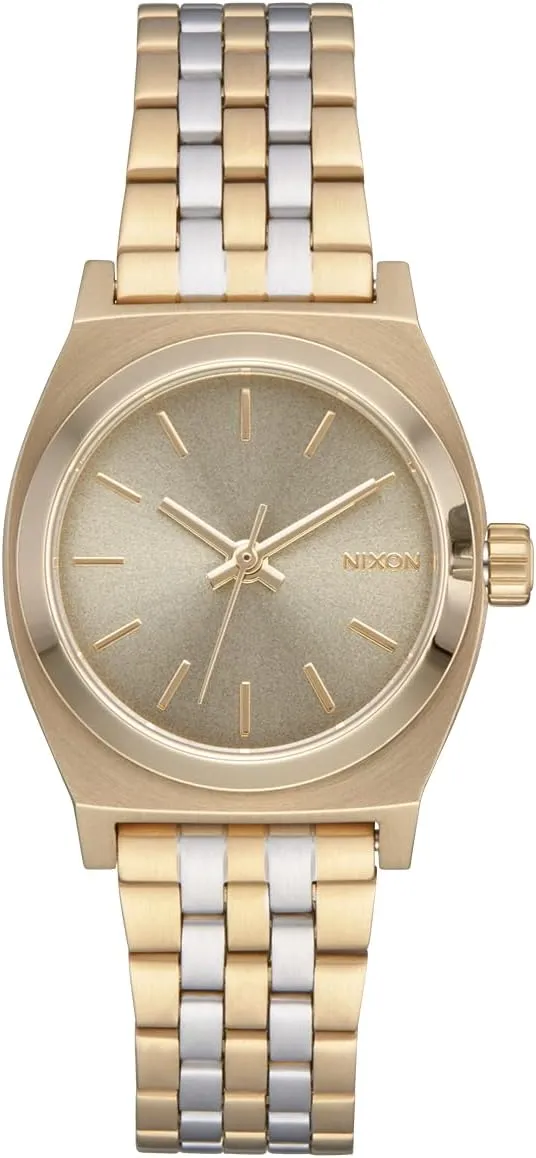 Custom 5 Link Stainless Steel Band) NIXON Small Time Teller A399 - 100m Water Resistant Analog Classic Watch (26mm affection Watch Face, 12mm-14mm 