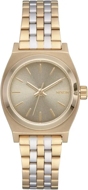 Custom 5 Link Stainless Steel Band) NIXON Small Time Teller A399 - 100m Water Resistant Analog Classic Watch (26mm affection Watch Face, 12mm-14mm 