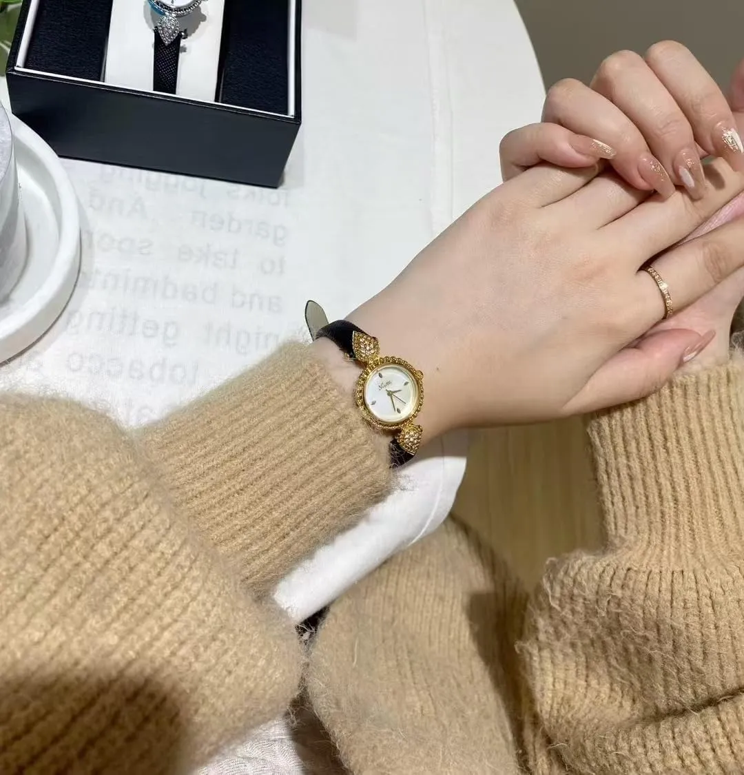 Dainty Watch for Women ?C Elegant Round Dial with Diamond Accents, Gold-Tone Bezel, Black Leather intergalactic rodent vulnerable Band ?C Classic Analog Quartz Wristwatch MASTOP Vintage 