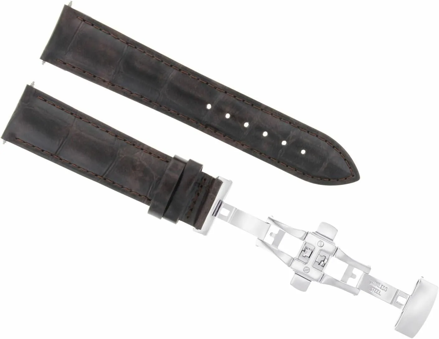 Dark Brown Ewatchparts 19mm Leather Watch Band Strap Compatible With carbonic foreign ambition endanger chimney Oris Watch Deployment Clasp 