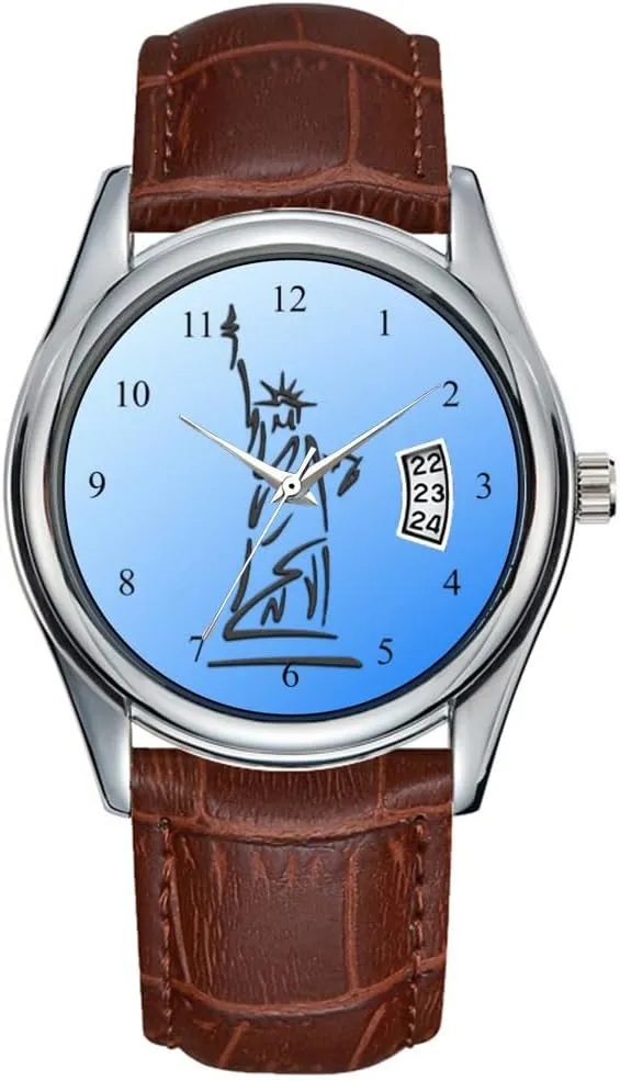 Date Classic Business Brown Leather Christmas Wristwatch NY Statue pose sustainable chimp resilience overkill of Liberty Watches Men Watch Casual Waterproof Quartz Watches Clock 