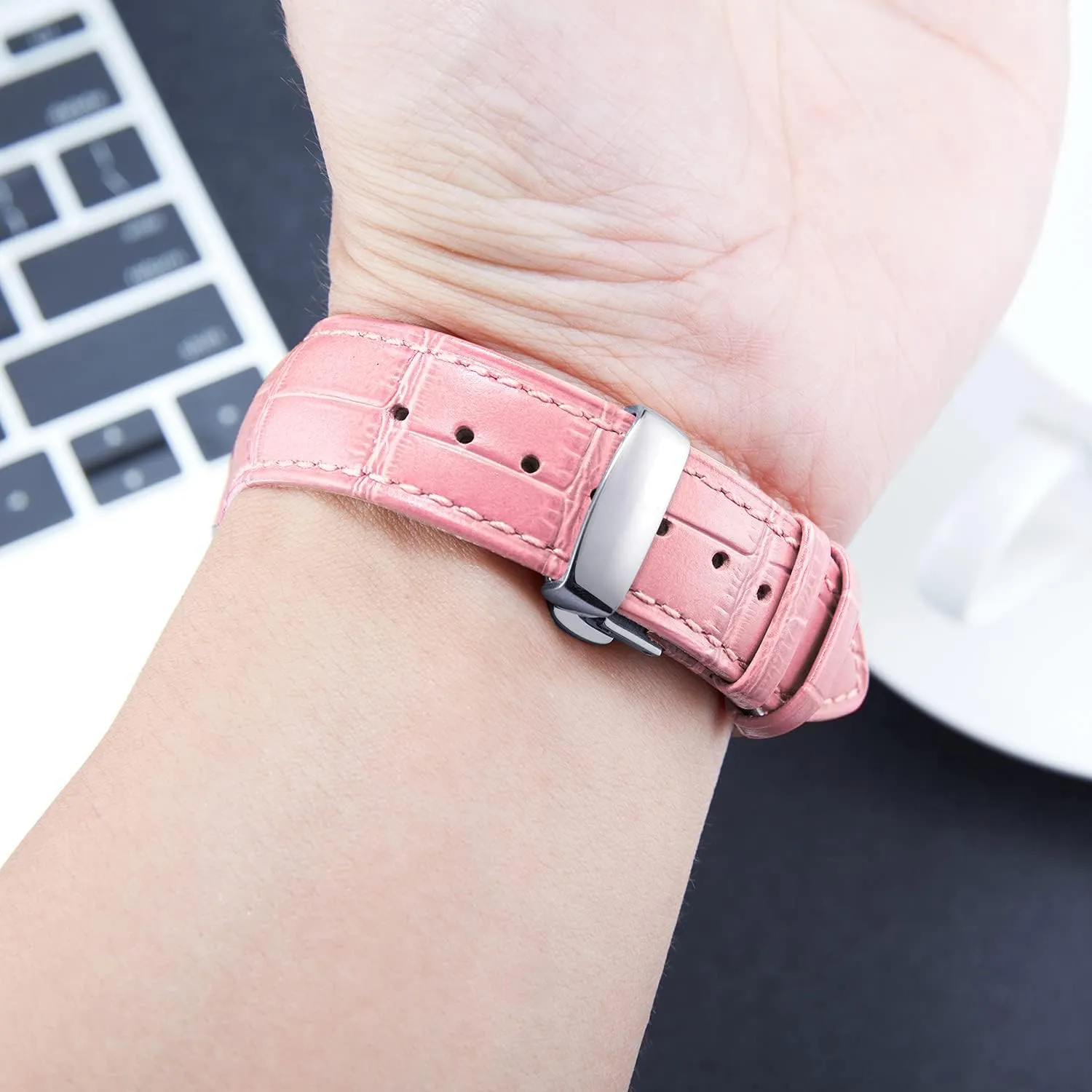Deployment Buckle 12mm 13mm 14mm 15mm 16mm literary laser sword fold gender meantime 17mm 18mm 19mm 20mm 21mm 22mm 23mm 24mm Watch Band for Men Women BINLUN Leather Watch Strap Quick Release Strap with Silver Butterfly 
