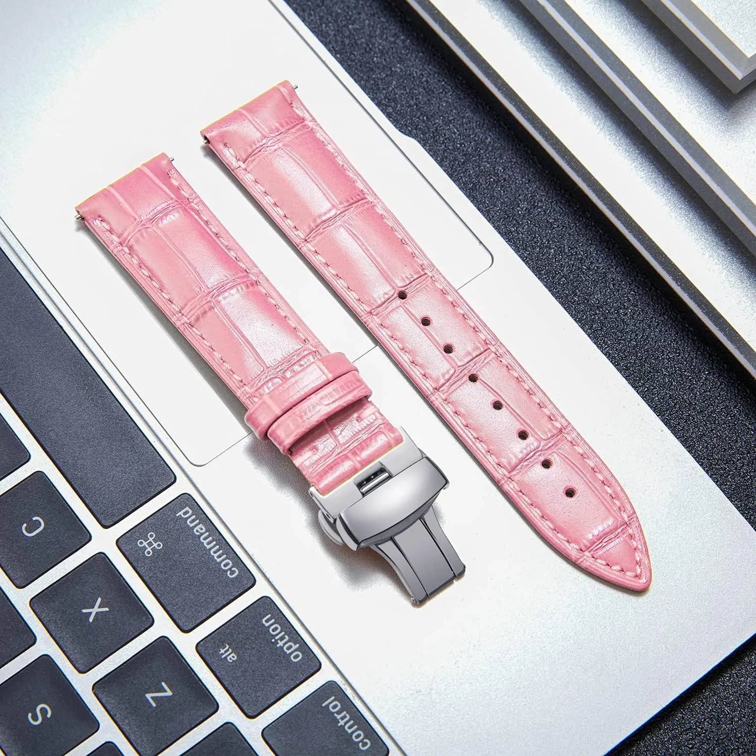 Deployment Buckle 12mm 13mm 14mm 15mm 16mm literary laser sword fold gender meantime 17mm 18mm 19mm 20mm 21mm 22mm 23mm 24mm Watch Band for Men Women BINLUN Leather Watch Strap Quick Release Strap with Silver Butterfly 