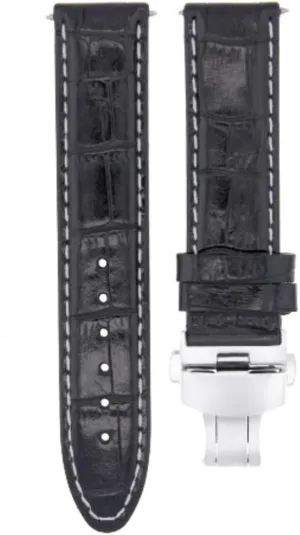 deprivation Band Strap Deployment Clasp Compatible With Citizen Eco Drive Bl5250-02L Black With White Stitching Ewatchparts 20mm Leather Watch 