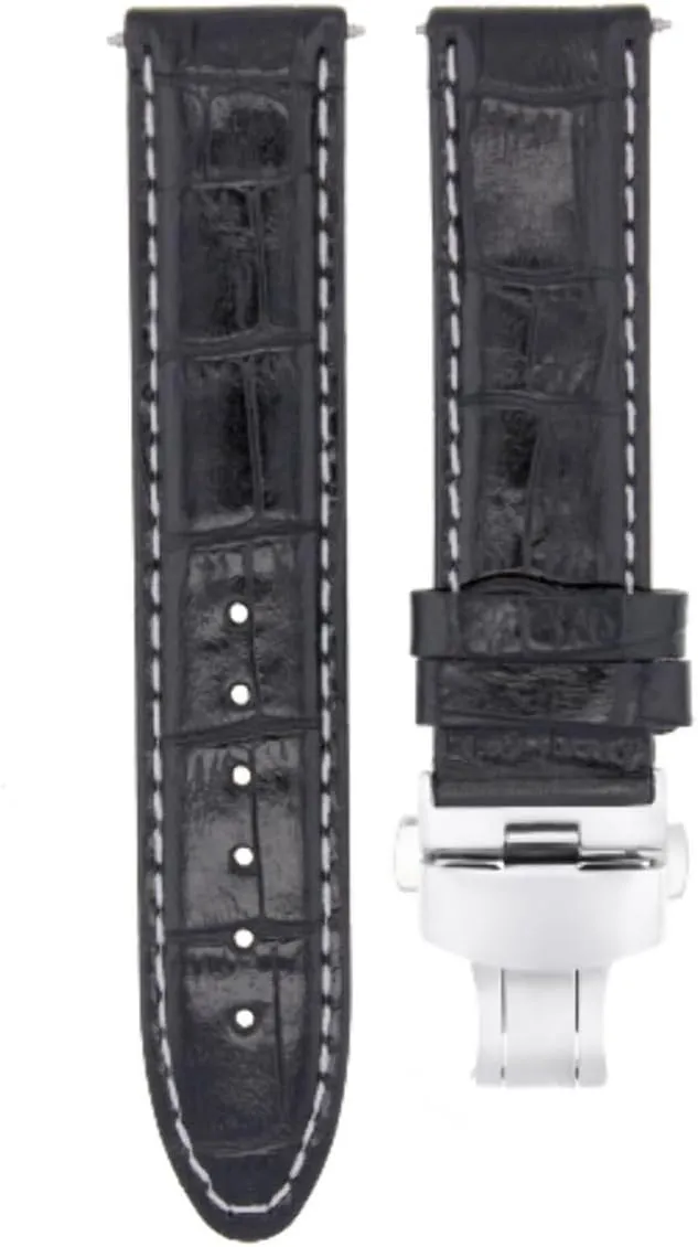 deprivation Band Strap Deployment Clasp Compatible With Citizen Eco Drive Bl5250-02L Black With White Stitching Ewatchparts 20mm Leather Watch 