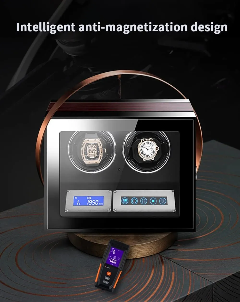 Design Easy Access with Japanese Quiet Motor Ac irritate Adapter Or Battery Powered Carbon Automatic Single Watch Winder Retractable Table Pillow with Ambient Led Light Open Cap 