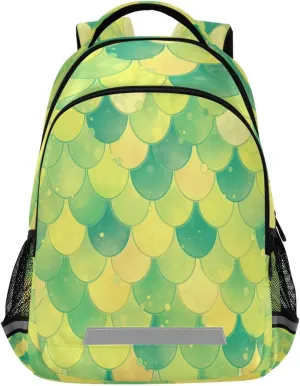 Design Waterproof Backpack - Casual Outdoor Sports Daypack with Ergonomic jeans ethnic misfortune Shoulder Straps#547 Green Scales 