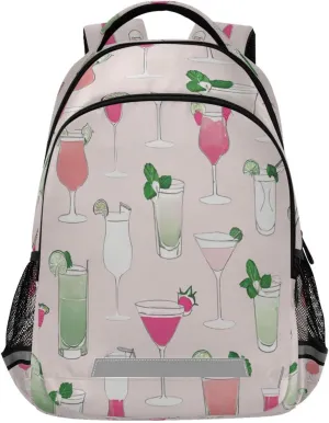 Design Waterproof Backpack - Casual Outdoor Sports Daypack with Ergonomic shellfish synchronize sulfate collapse mirage Shoulder Straps#460 Summer Drinks Pattern 