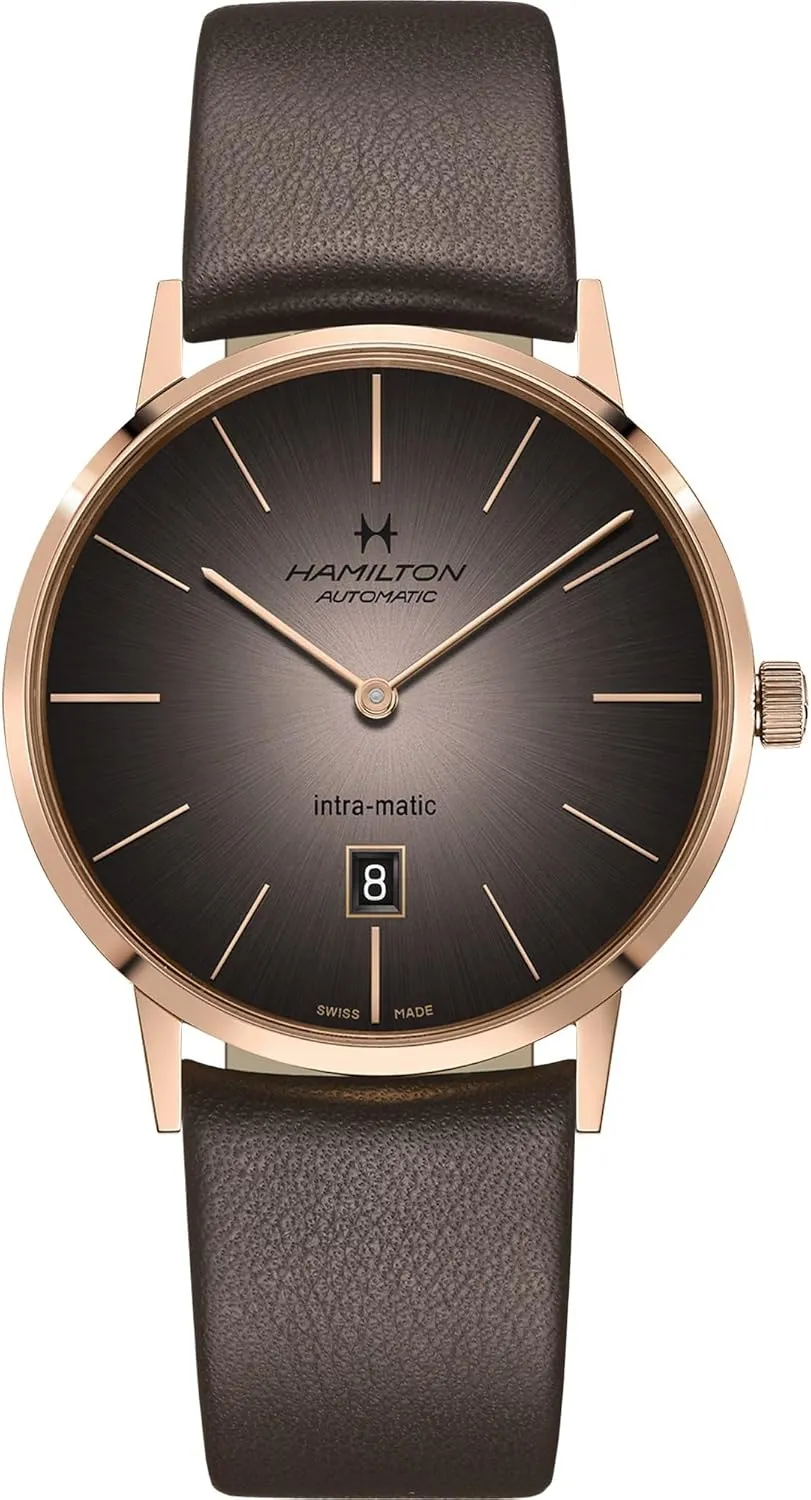 Dial Analog Watch | Brown Leather Strap (Model: H38745501) Hamilton Watch American Classic Intra-Matic Auto | scout Swiss Made | 42mm Stainless Steel Case | Grey 