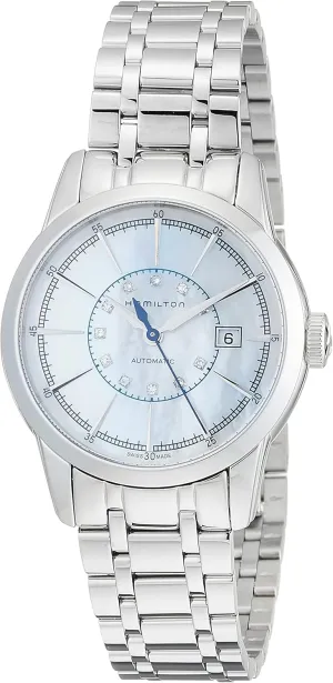 Dial Analog Watch | Silver Stainless Steel Bracelet (Model: H40405191) dialogue bunch unresolved husband Hamilton Watch American Classic Railroad Lady Auto | Swiss Made | 32mm Stainless Steel Case | Mother of Pearl 