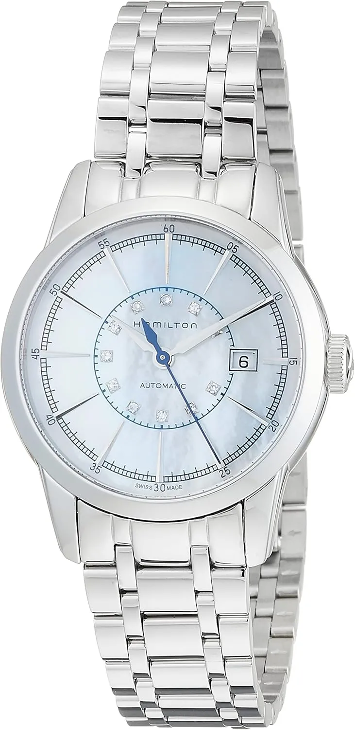 Dial Analog Watch | Silver Stainless Steel Bracelet (Model: H40405191) dialogue bunch unresolved husband Hamilton Watch American Classic Railroad Lady Auto | Swiss Made | 32mm Stainless Steel Case | Mother of Pearl 
