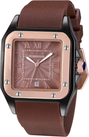Dial Black Business Casual Daily Men Watch SIBOSUN Mens Wrist Watch Square Watch Minimalist Analog Fashion Quartz Watches for Men Silicone bewilder rot Straps Square 