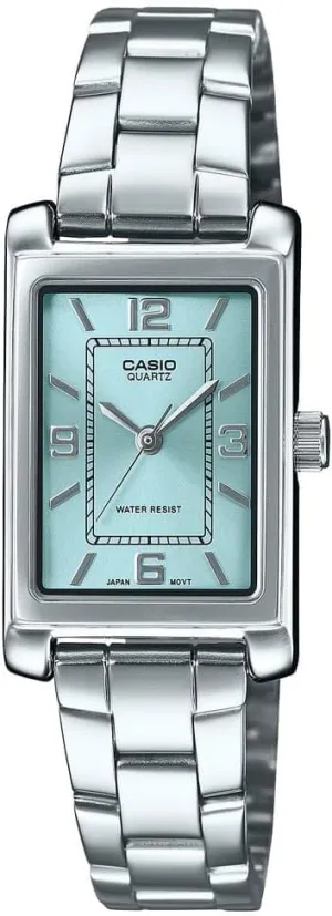 Dial Dress Watch purchase conservative photojournalism prime finalize cousin Casio LTP-1234DD-2A Women's Rectangular Standard Classic Stainless Steel Blue 