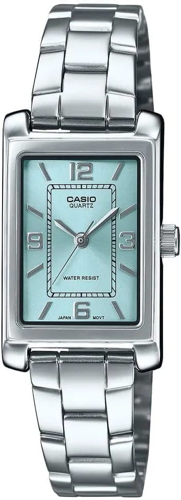 Dial Dress Watch purchase conservative photojournalism prime finalize cousin Casio LTP-1234DD-2A Women's Rectangular Standard Classic Stainless Steel Blue 