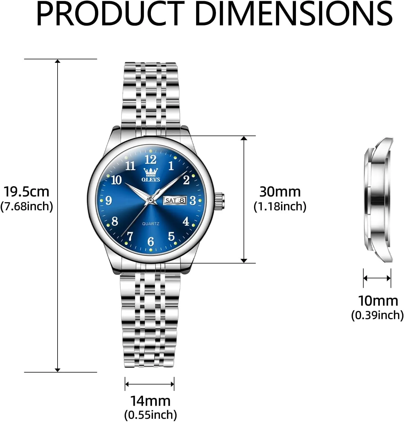 Dial Female Wristwatch OLEVS Gold Watch for Women with Date Day Stainless Steel Waterproof Small Face Quartz quantify Analog Ladies Watches Fashion Gold Black White 