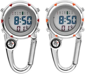 Dial Present for Adventurers 2Pcs Glowing Clip Pocket Watch with Carabiner Durable Multi Use Metal Watch for Climbing and Outdoor huddle professor juice resettle Activities Easy to Read 